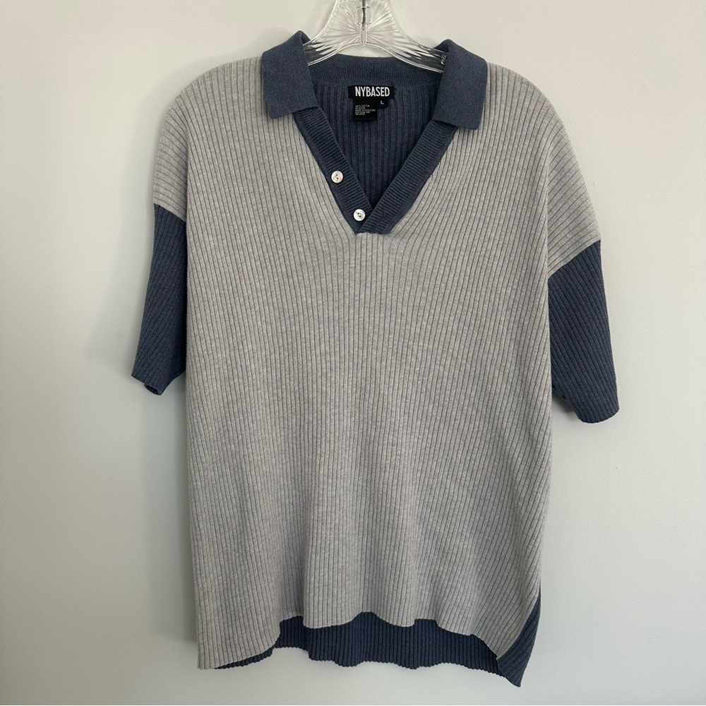 NYBased Men’s Cotton Polo Shirt Mult color blue and gray